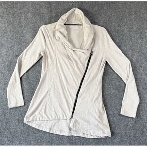 TOP/BLOUSE-CALVIN‎ KLEIN-cream-Front Diagonal Zipper-Sleeve  small
